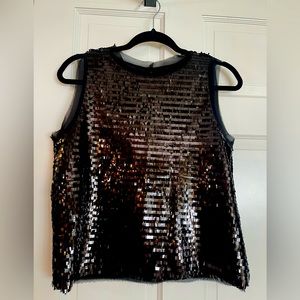 Who What Wear Black Sequin Sleeveless Top